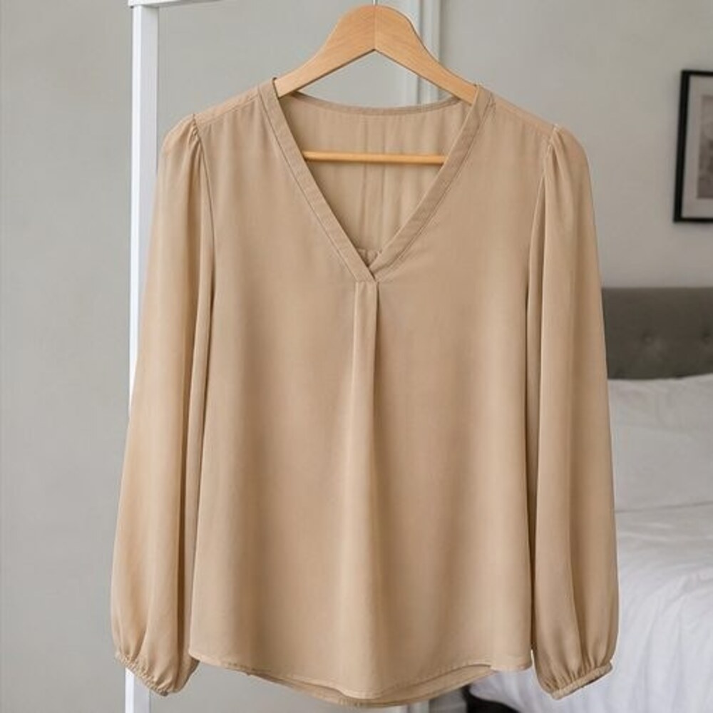 Sand V Neck Top